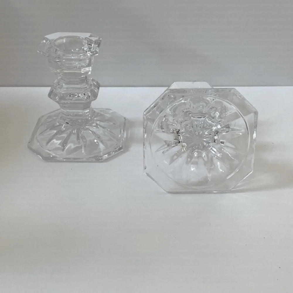 Mikasa Edinburgh Crystal Candlesticks Set of 2 Art Deco Slovenia 3